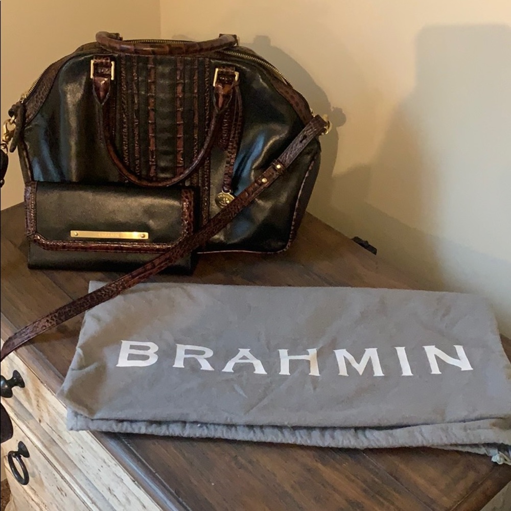 Hardly used Brahmin bag & wallet.